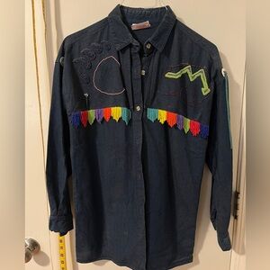 Beautiful Hand Embroidered and Beaded Western Shirt. Vintage.